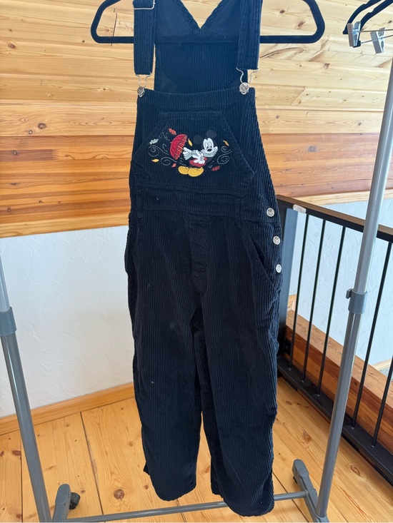 Disney Pants - Black Corduroy Mickey Mouse Vintage Overalls